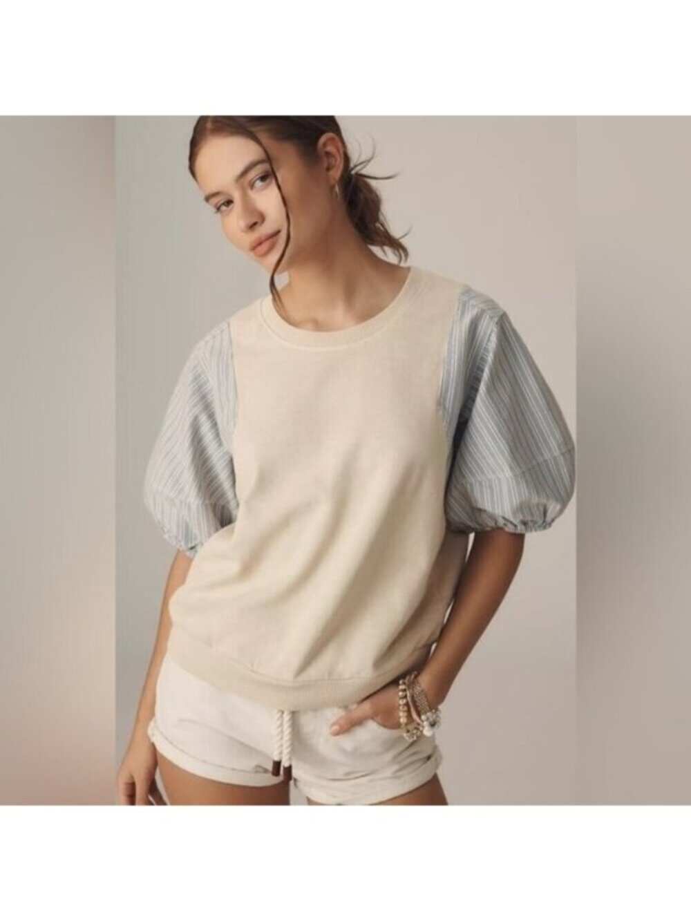 NWT Anthropologie Pilcro XS Woven Puff-Sleeve‎ Top